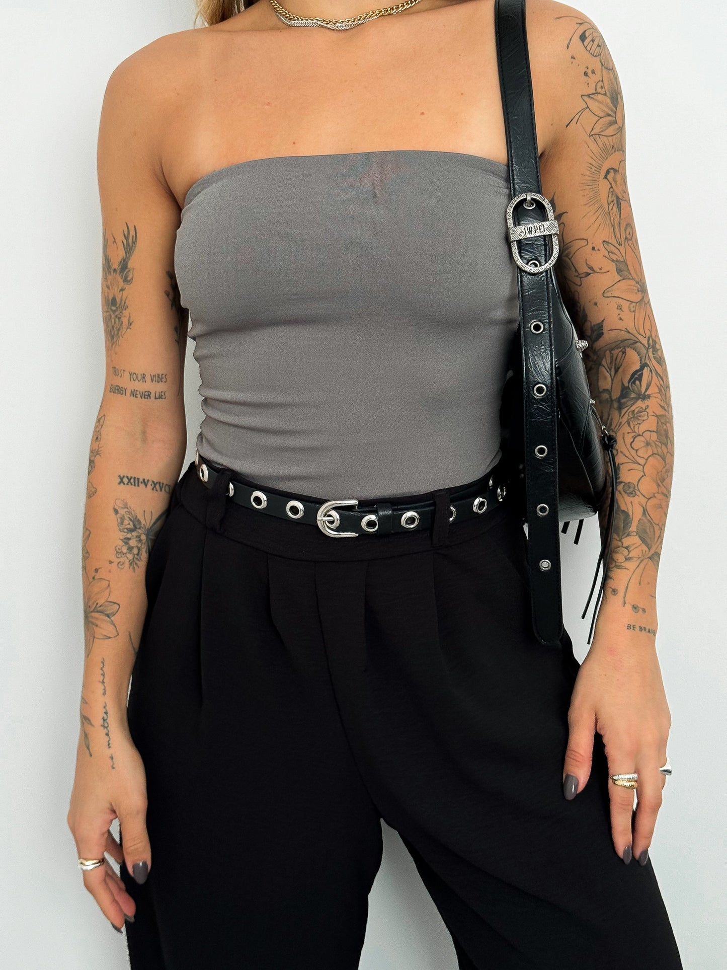 Gray Sleeveless Bodysuit
