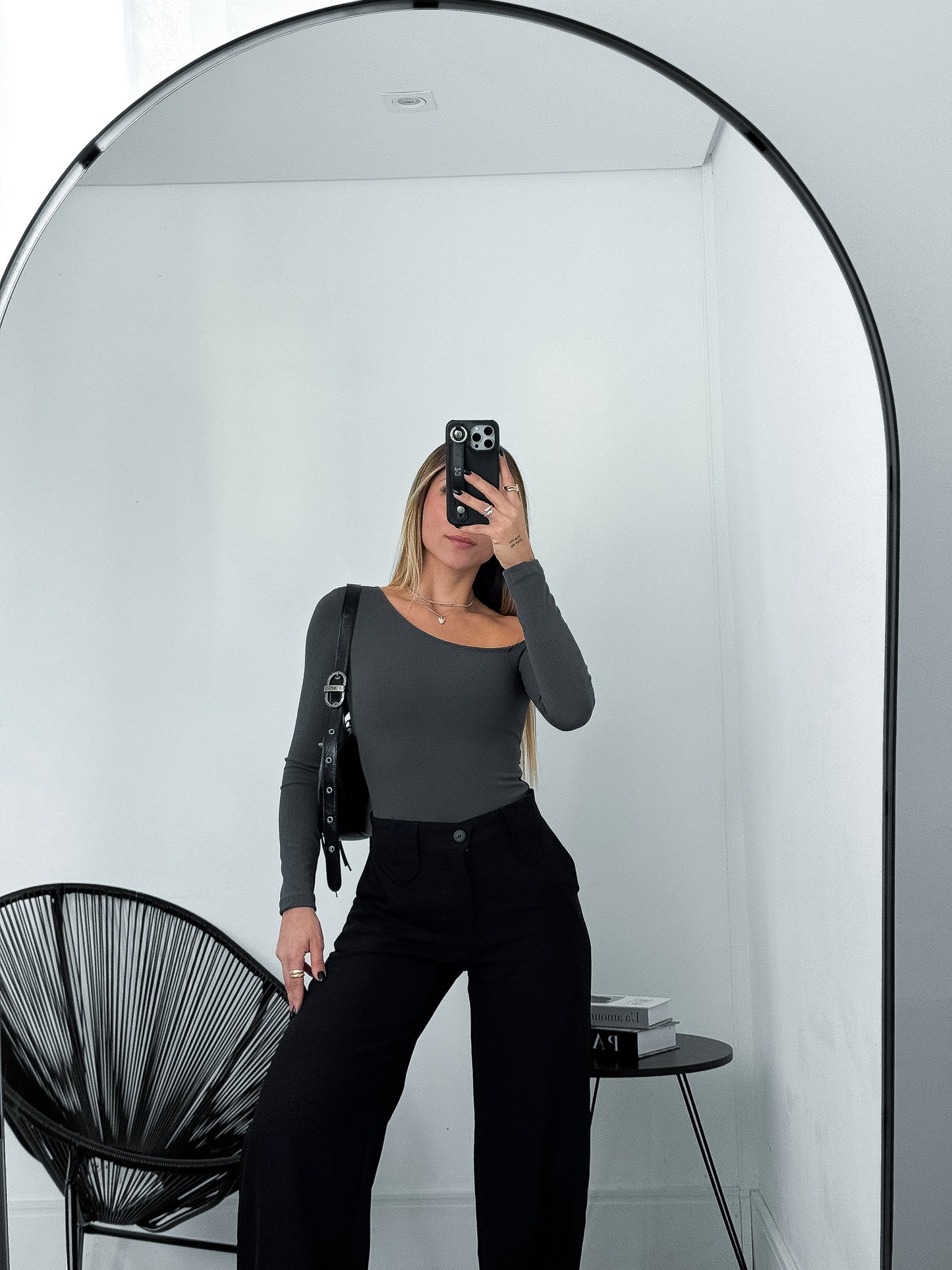 Gray Long Sleeve Bodysuit