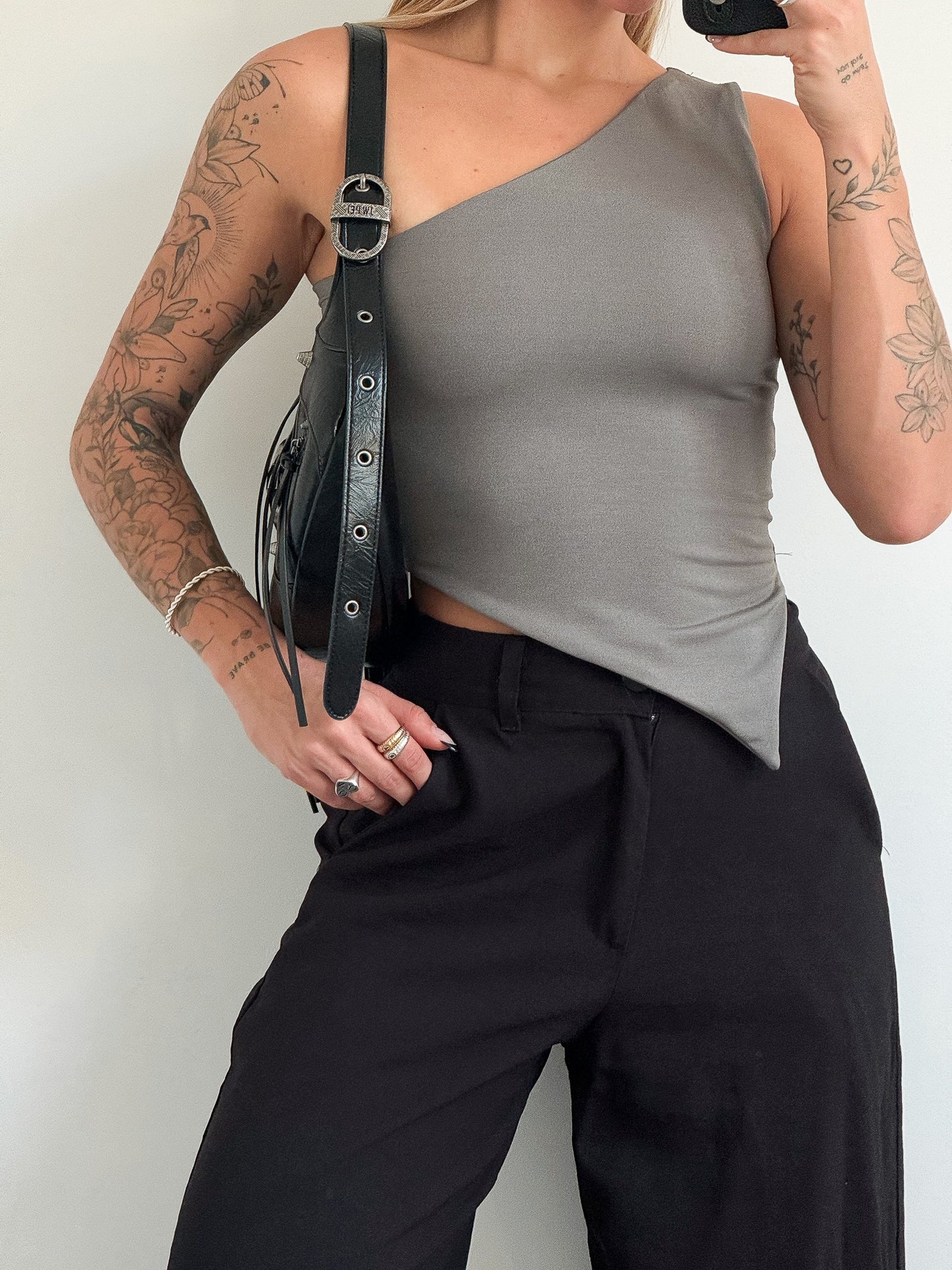 Gray Asymmetrical Top