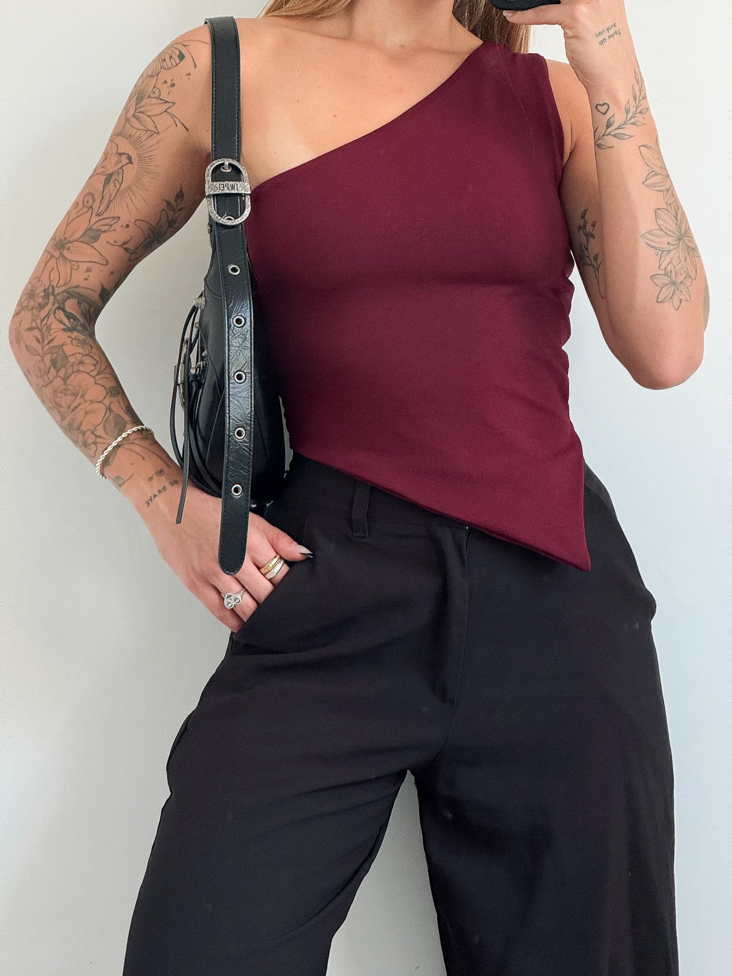 Burgundy Asymmetrical Top