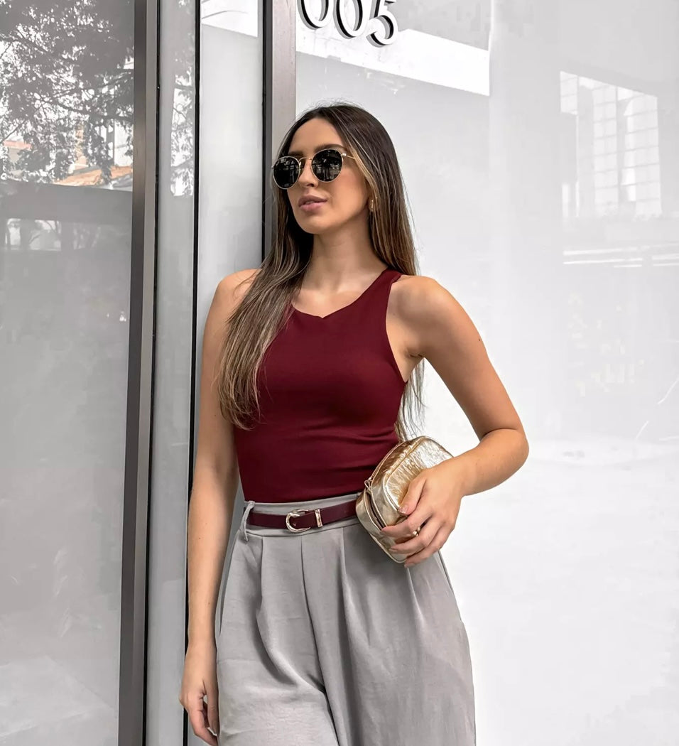 Burgundy Tank Bodysuit