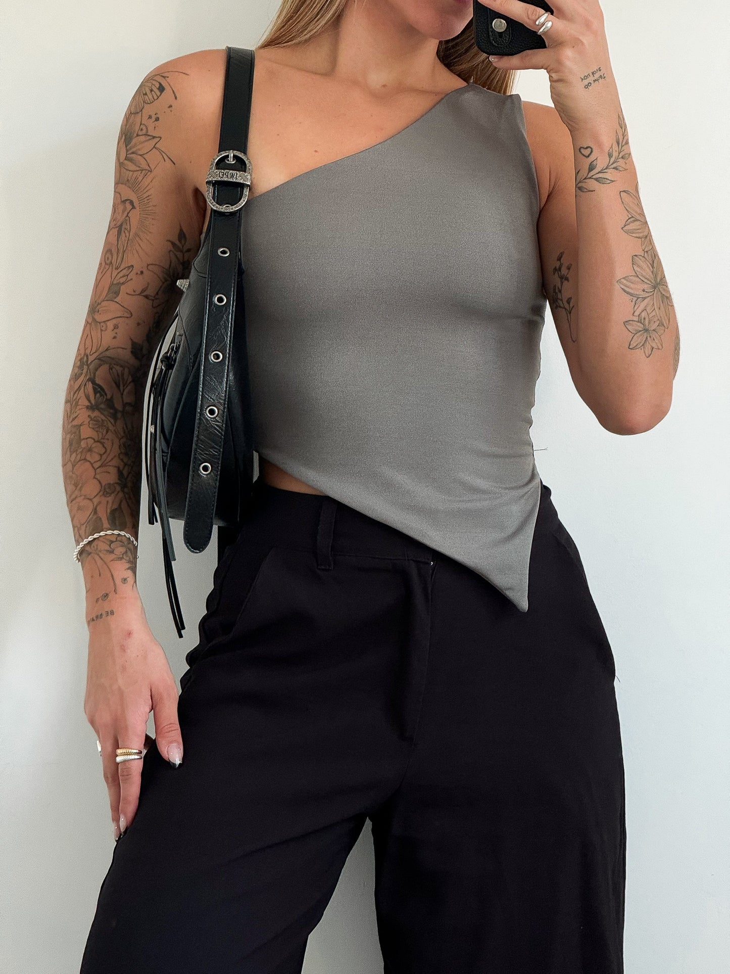 Gray Asymmetrical Top