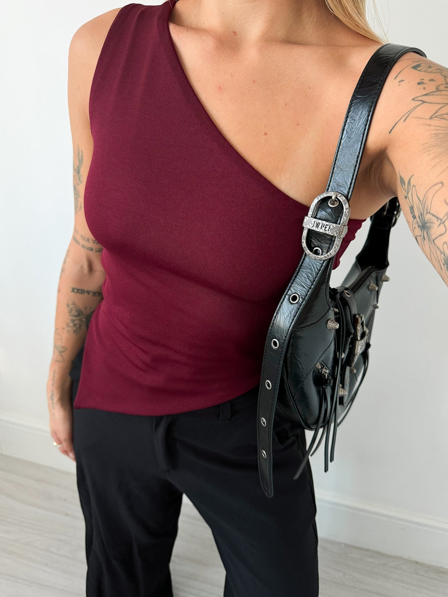 Burgundy Asymmetrical Top
