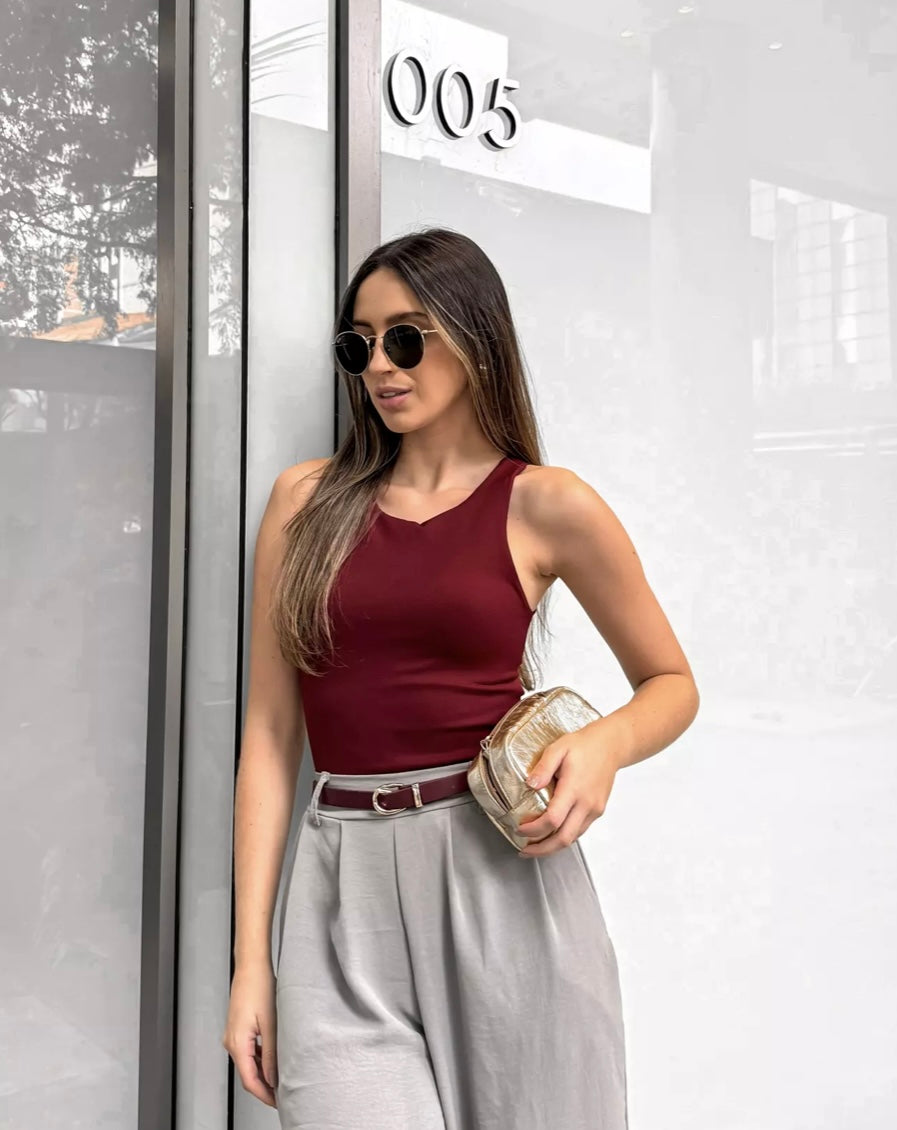Burgundy Tank Bodysuit