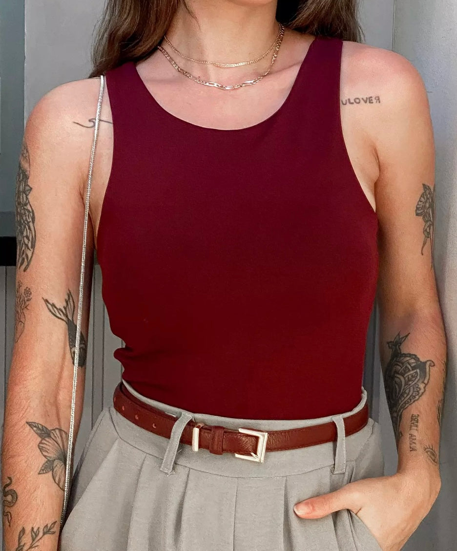 Burgundy Tank Bodysuit