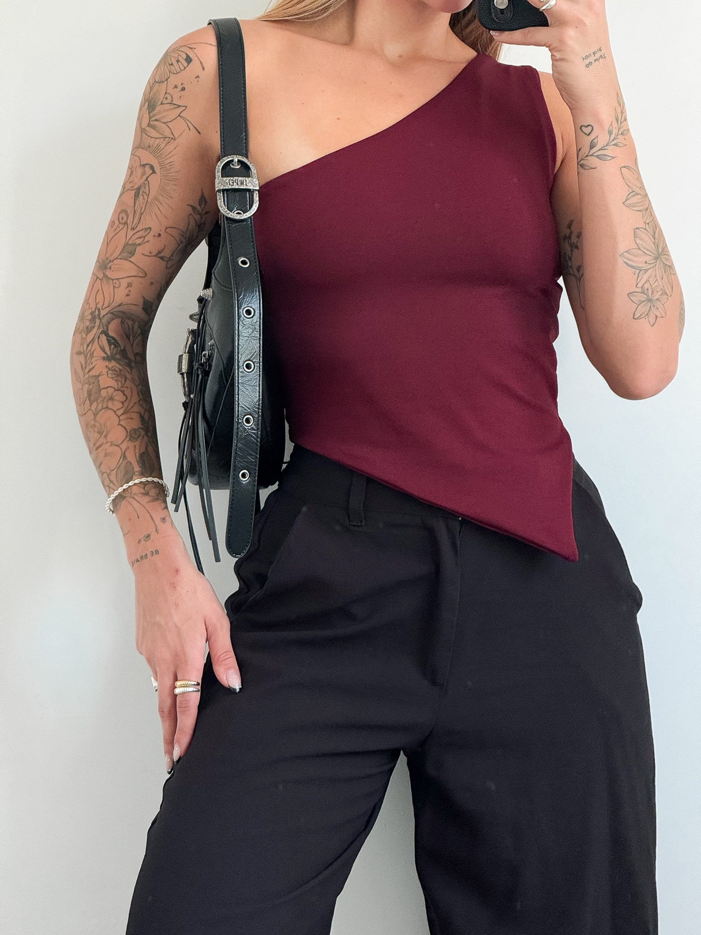 Burgundy Asymmetrical Top