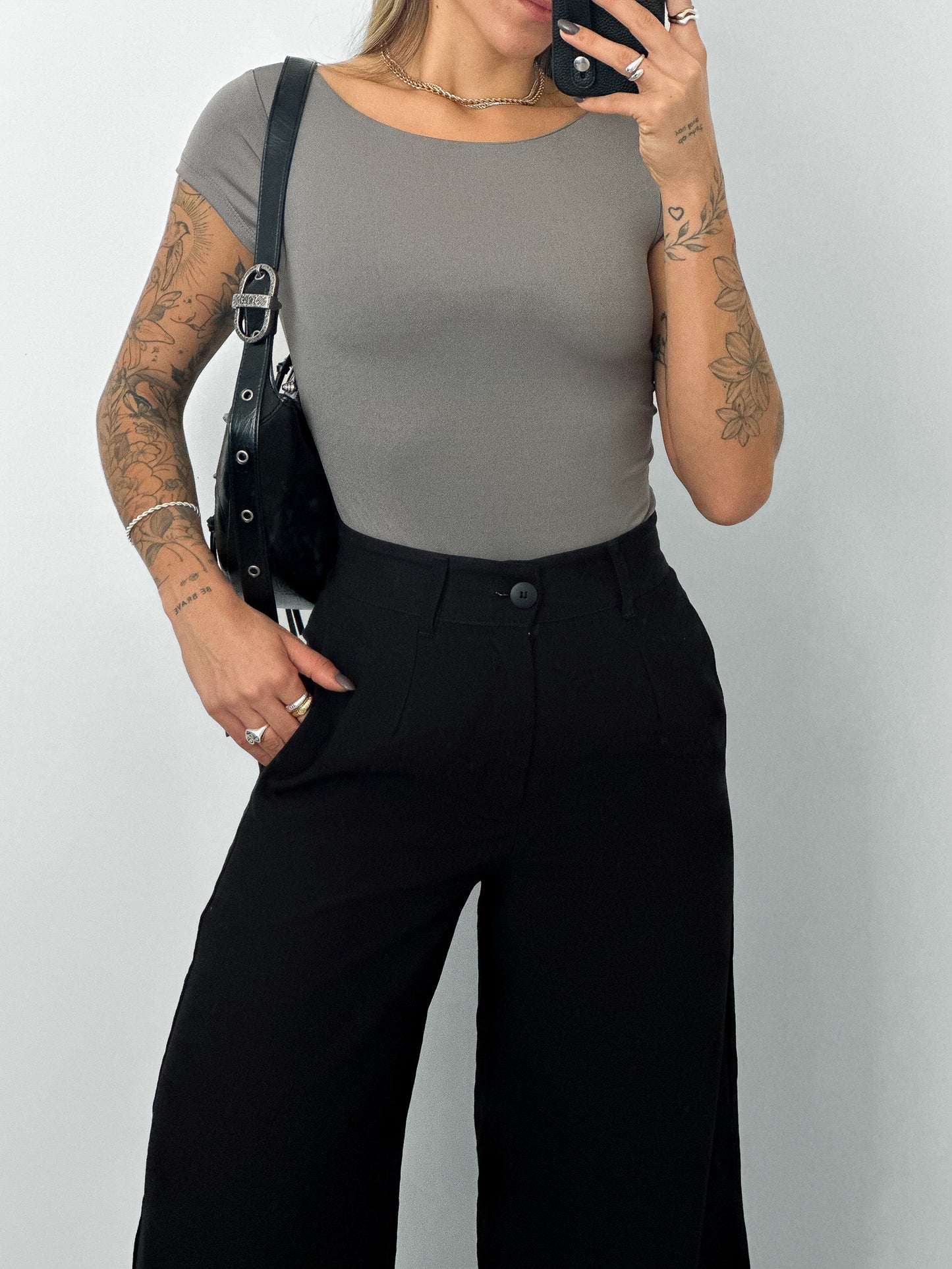 Gray Short Sleeve Bodysuit