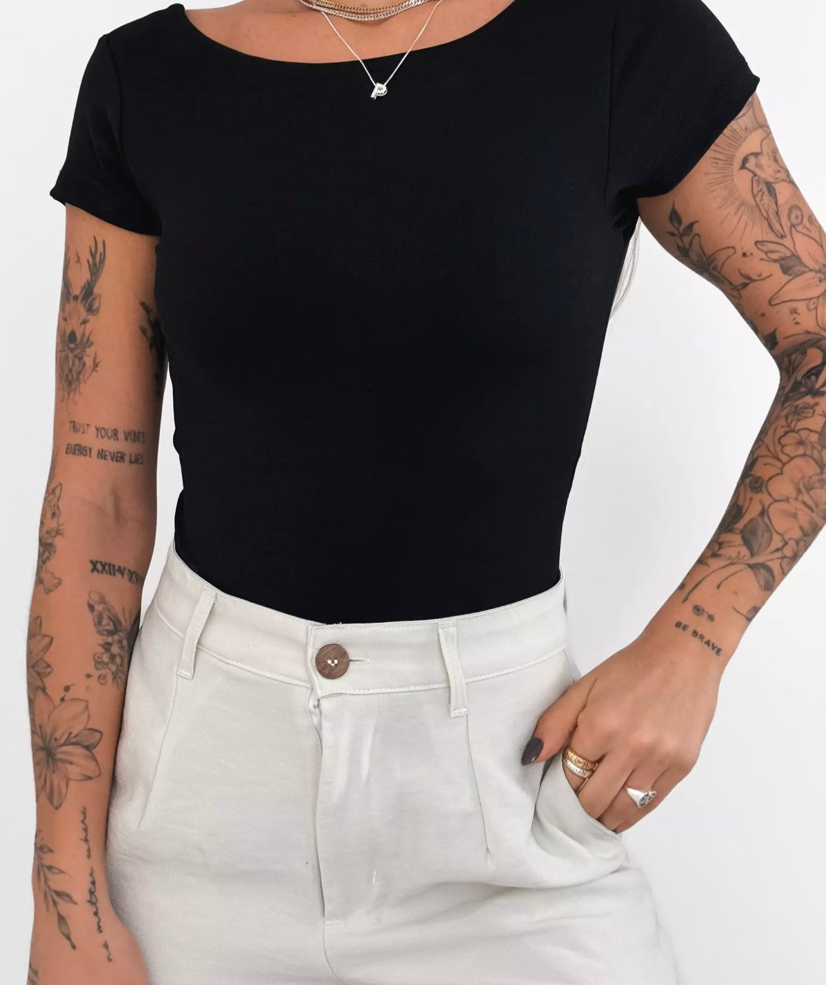 Black Short Sleeve Bodysuit