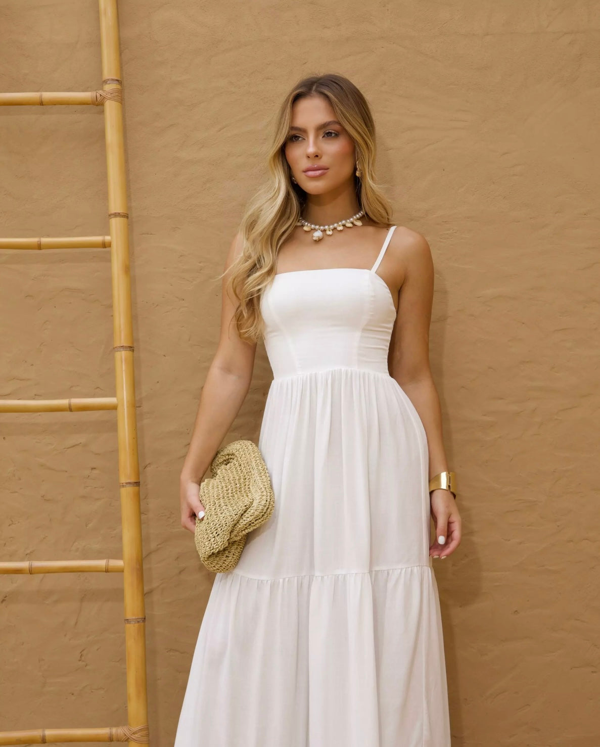 White Tiered Maxi Dress