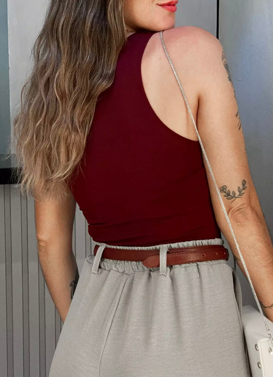 Burgundy Tank Bodysuit