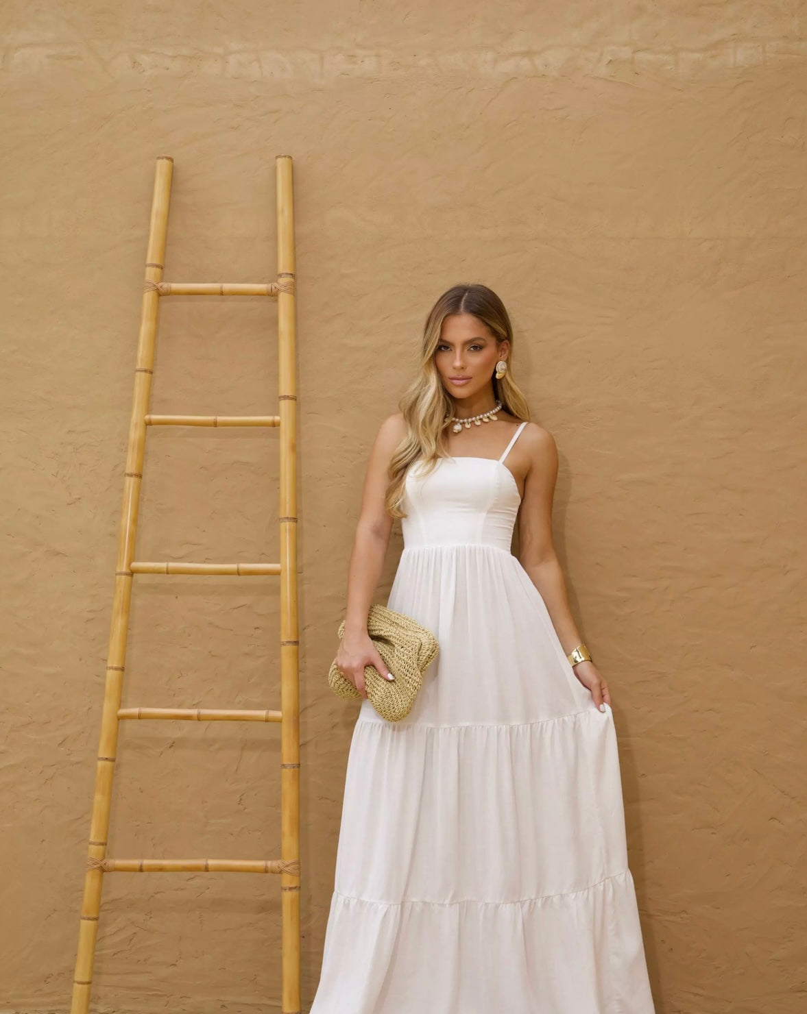 White Tiered Maxi Dress