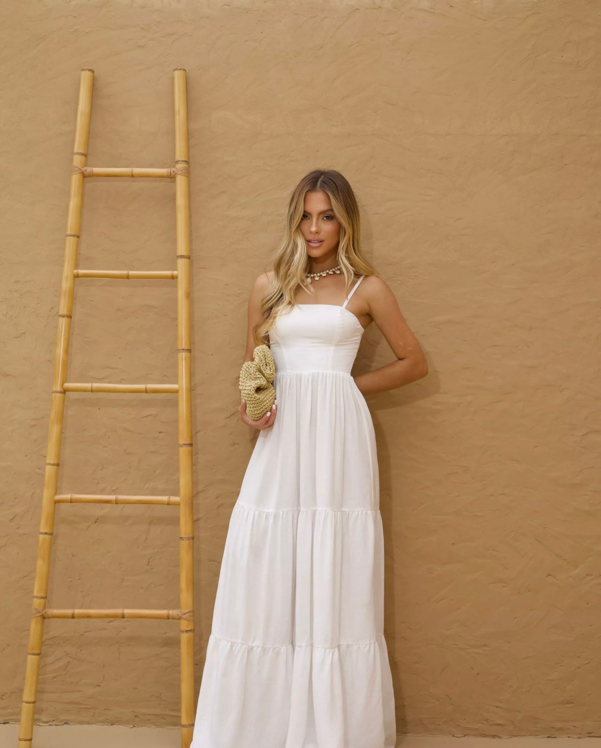 White Tiered Maxi Dress