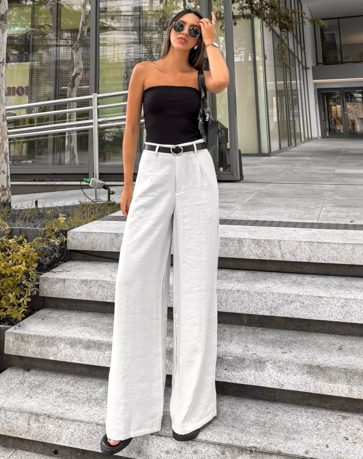 White Pleated Pants