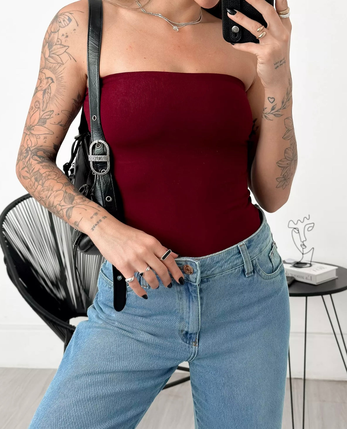 Burgundy Sleeveless Bodysuit