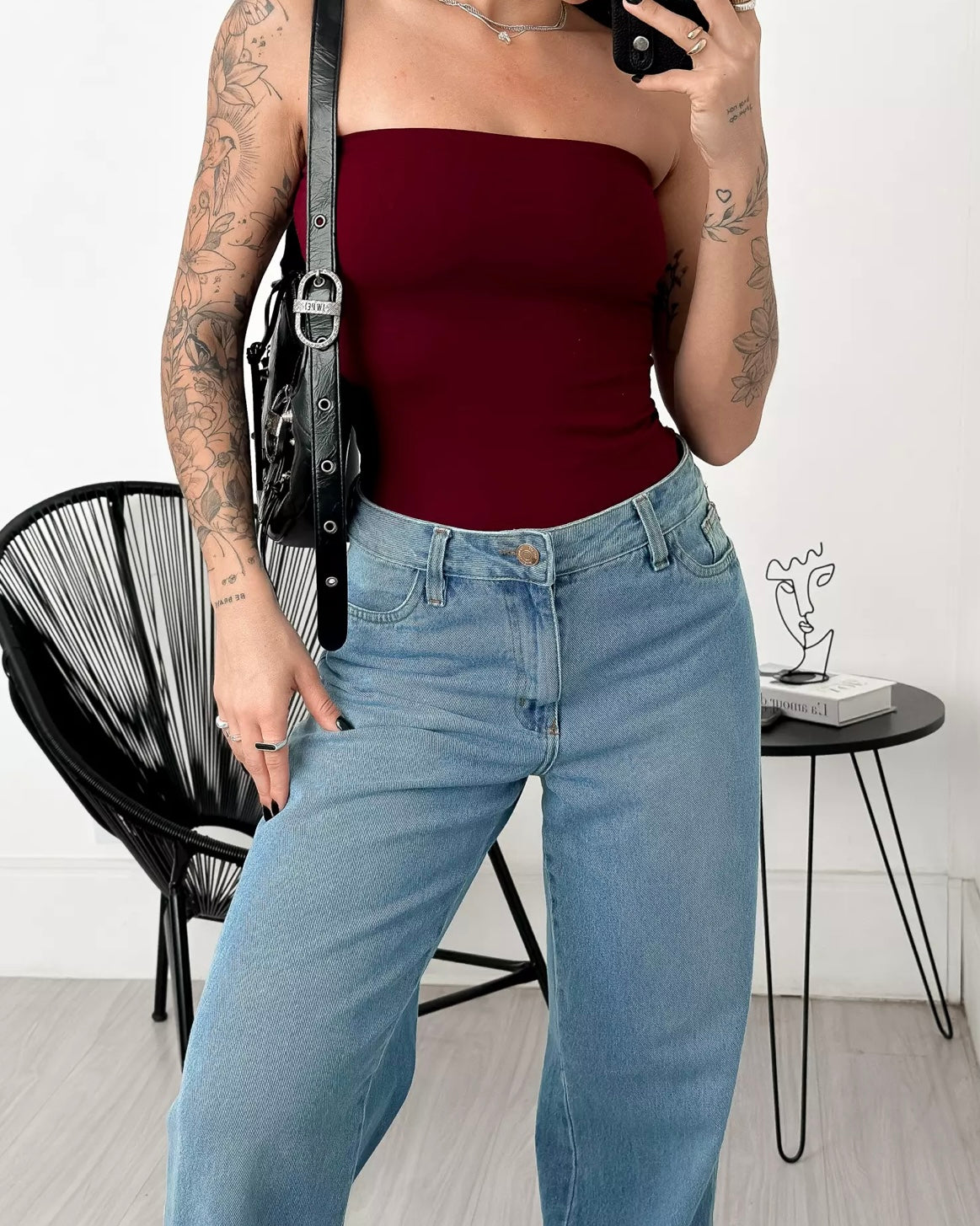 Burgundy Sleeveless Bodysuit