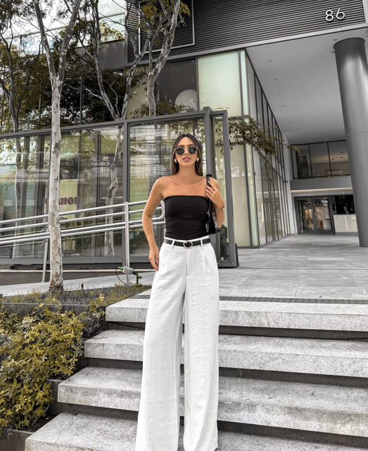 White Pleated Pants