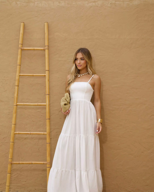 White Tiered Maxi Dress