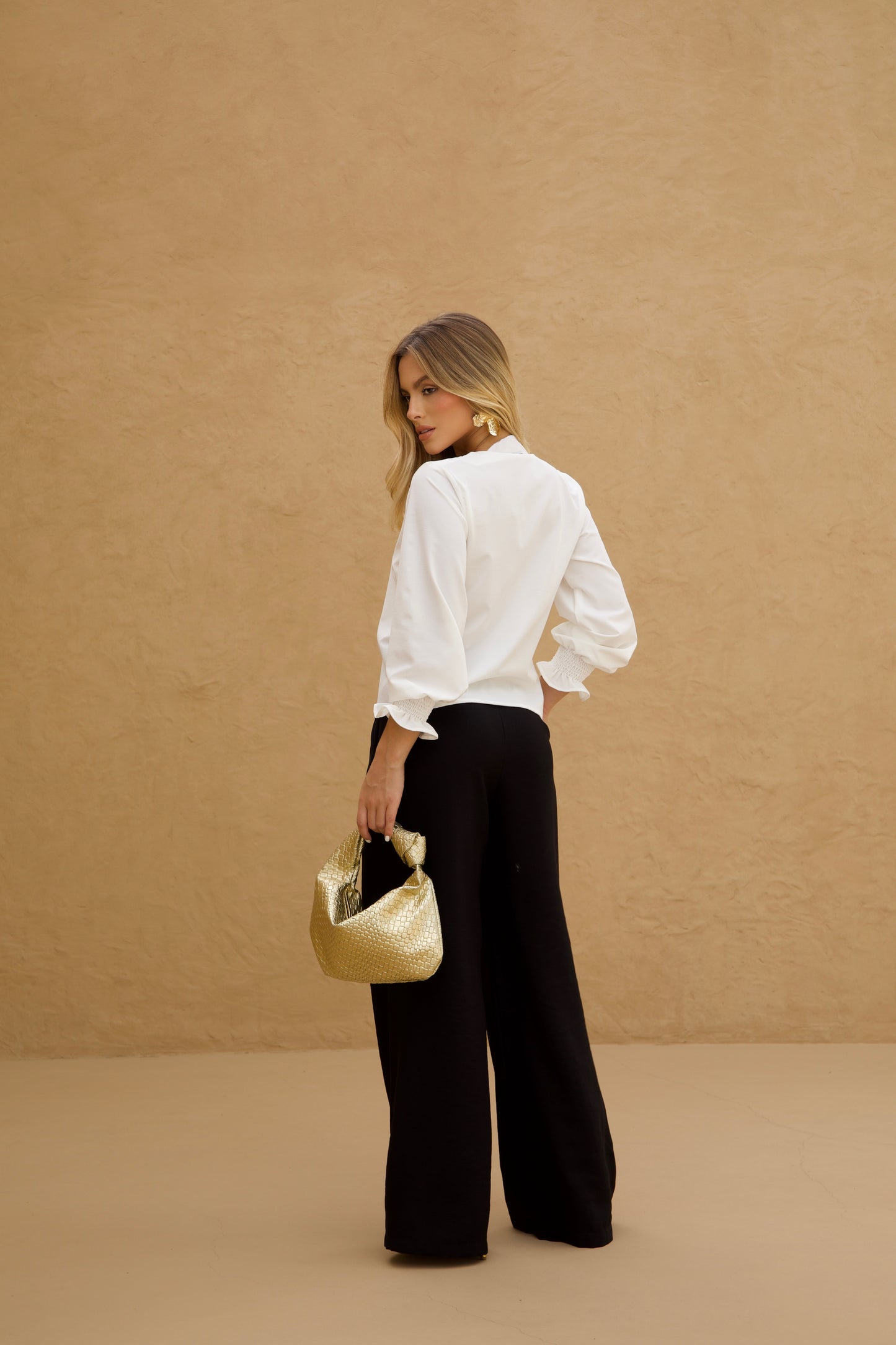 White V-Neck Blouse
