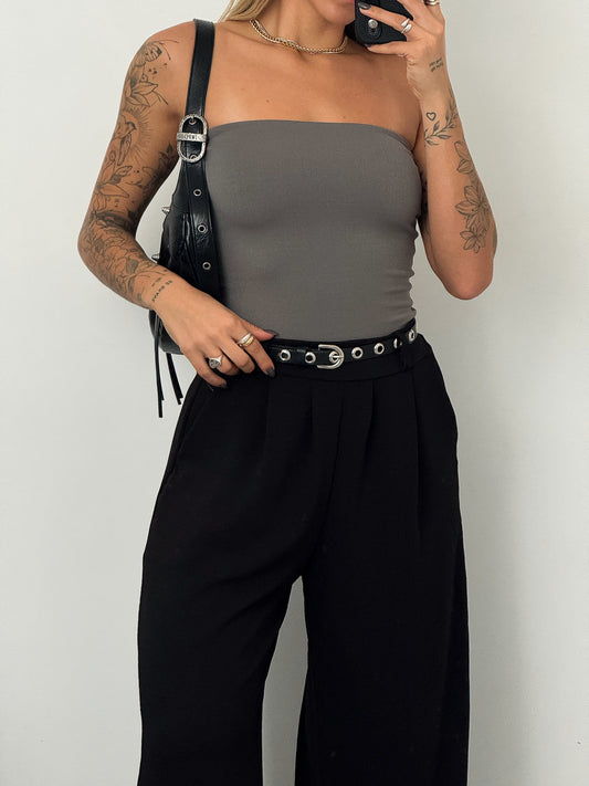 Gray Sleeveless Bodysuit